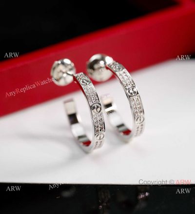 TOP Replica Cartier Love Earrings Women S925 Ear Clips Diamond-set